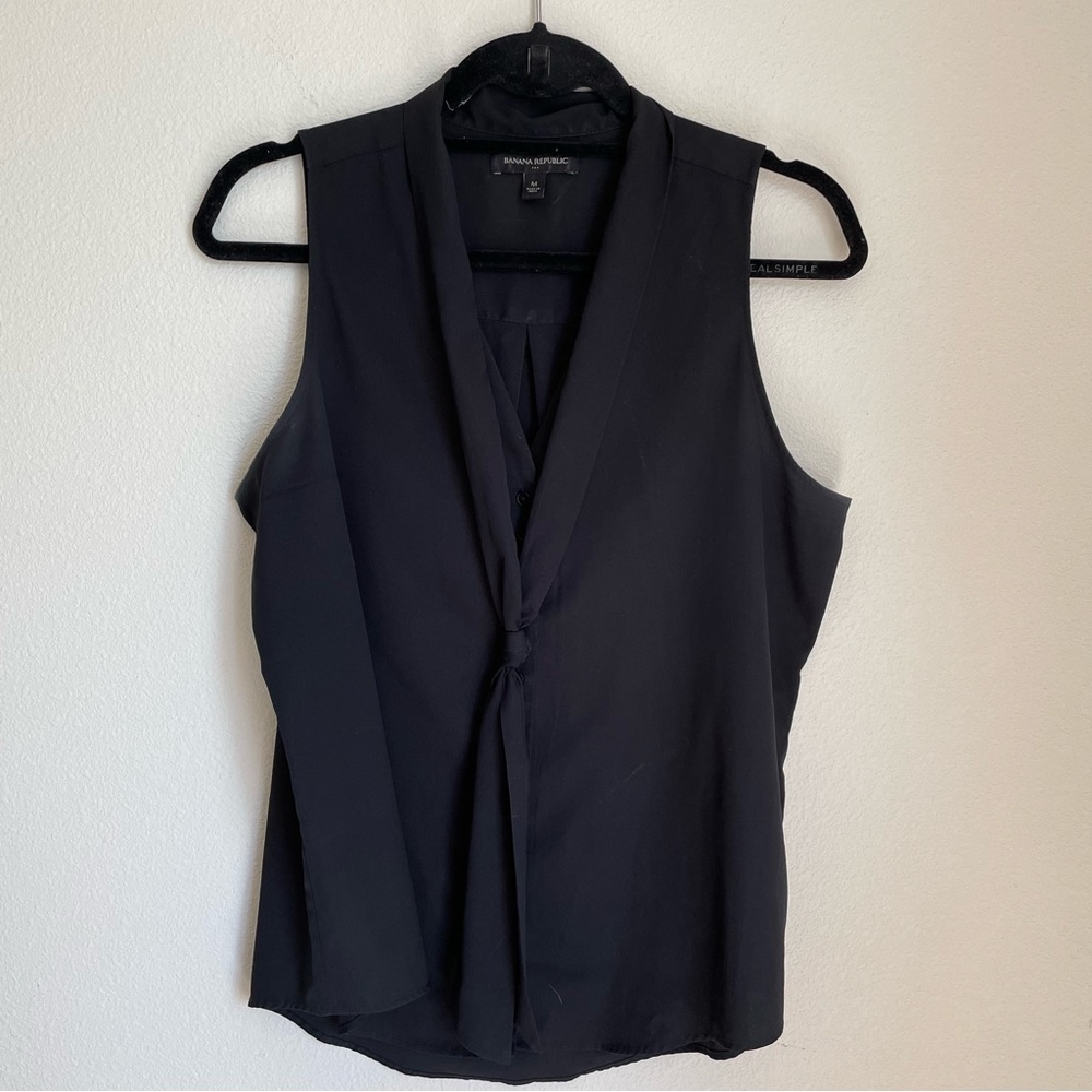 Sleeveless Button Down with Neck Tie